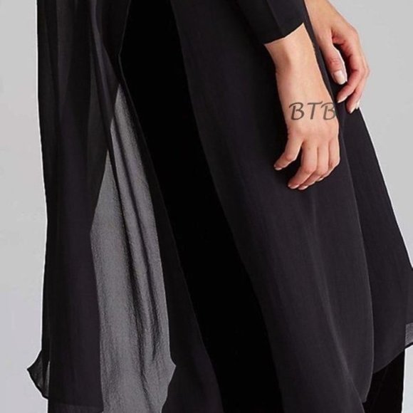378.00 NWT EILEEN FISHER BLACK VELVET 2 PIECE DUSTER SET GORGEOUS! - Picture 6 of 8